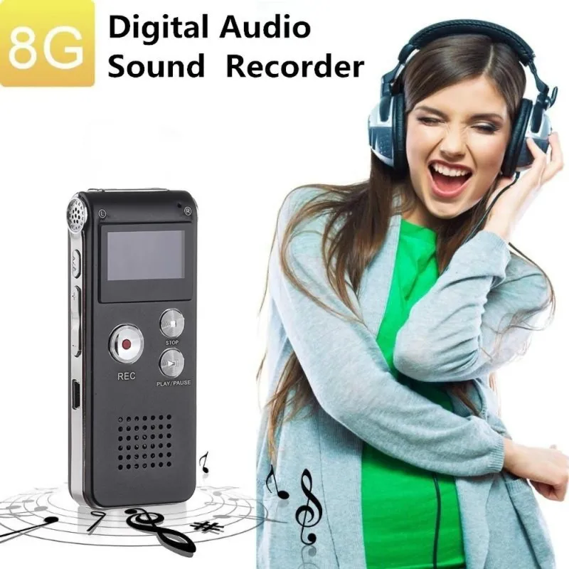 

8GB/16GB Voice Recorder LCD Rechargeable Digital Audio Sound Recording MP3 Player