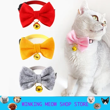 

Pets Cat Collar Accessories Lovely Small Bell Bow Adjustable Puppy Rabbit Pet cat And dog Products Cartoon Pink Deworming