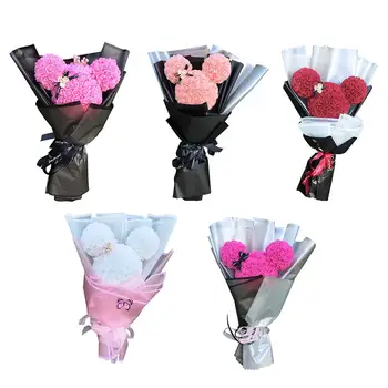

Party Gift Artificial Flower Bouquet Rose Bubble Eternal Flower Bear for Valentine's Day Mother Day Gift