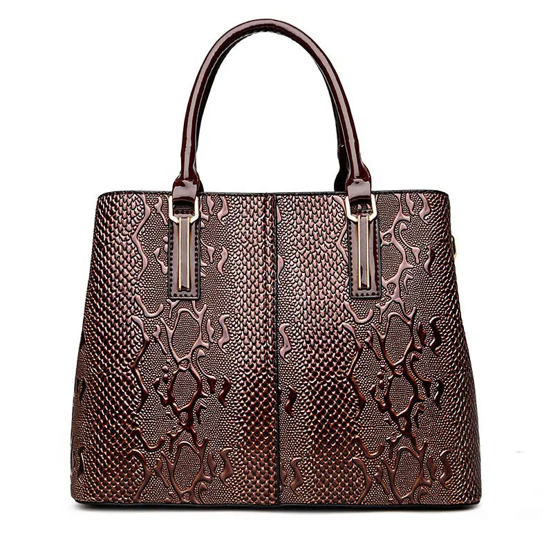 Змеиный узор роскошные сумки женские сумки дизайнерские женские сумки на плечо кожаная сумка через плечо, Bolsa Feminina sac основной - Цвет: Коричневый