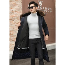 Зимнее Мужское пальто с воротником из лисьего меха, пальто с натуральным мехом, воротник из лисьего кролика, подкладка из натурального меха, парка с воротником из енота