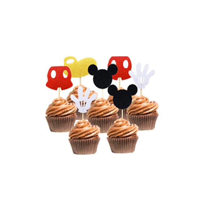 Mickey Mouse Theme Image Party Balloons Decoration Birthday Background Decor Baby Shower Supplies Children Party Supplies 8pcs-cake flag