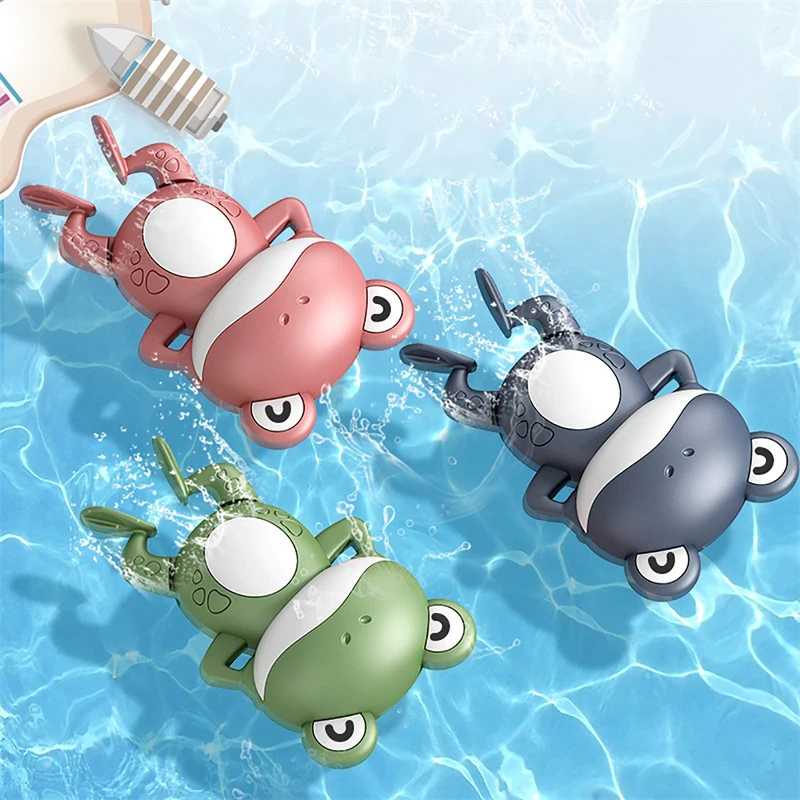 Bath Time Toys For Kids Bathtub Baby Toys Cartoon Frog Shark Clockwork Bath Toys Baby Games Toys For Bathroom toddlers 1-3 Years 3