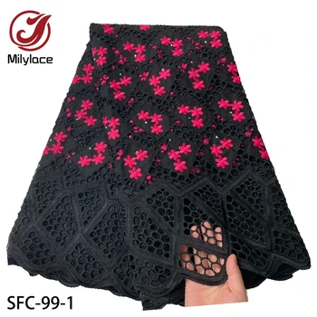 

African Lace Fabric High Quality Swiss Voile Lace with Stones Embroidered Cotton Laces for Dress SFC-99