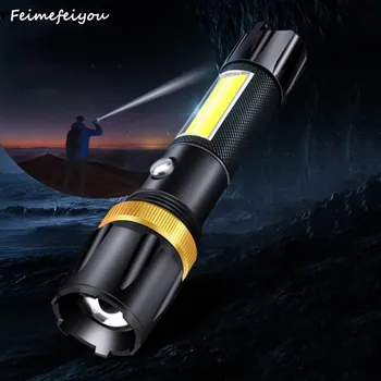 

LED Flashlight Ultra Bright LED Flashlight with Adjustable Focus for Camping Hiking Emergency With COB Side Light Bike Light