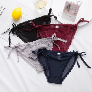 

3PCS Sexy Panties Women Lace Low-rise Solid Sexy Briefs Seamless Intimate G-strings Thongs Panty Cotton Crotch Woman Underwear