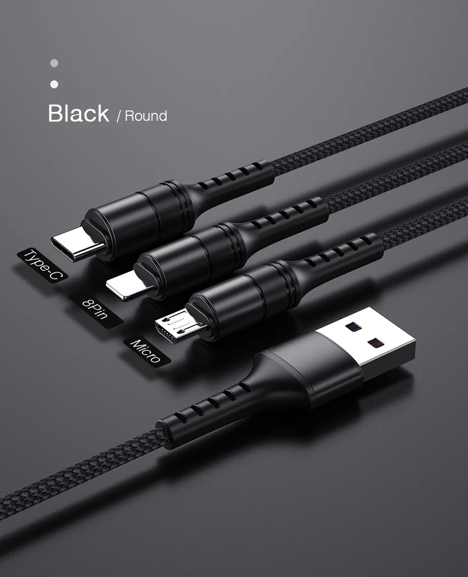 YKZ USB кабель для samsung Xiaomi apple huawei Быстрая зарядка 3 в 1 Micro USB для Android type C кабель для мобильного телефона USB-C кабель