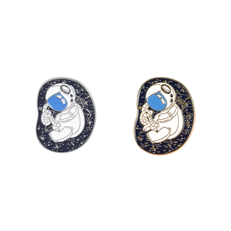 2pcs SET Эмалированные булавки космонавта, Вселенной, летние напитки, планеты, Детские значки космонавта для младенцев, космические значки, подарок для влюбленных, ювелирные изделия на улице, брошь на булавке - Окраска металла: 2pcs SET