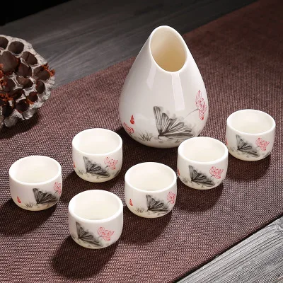 Style 4 Керамическая чашка s Sake, кувшин, Япония, один горшок из шести стаканов, бокал для вина, набор, бокал для вина, маленький керамический бокал для вина, для дома, офиса, кувшин, чашка для ликера - Цвет: Style 4