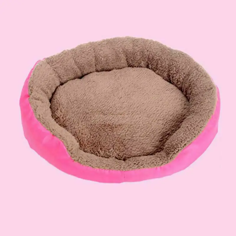 Собака Кошка мягкая будка Doggy Deluxe Флисовая теплая подушка корзина собака, кровать для собаки коврик для животных - Цвет: Rose red