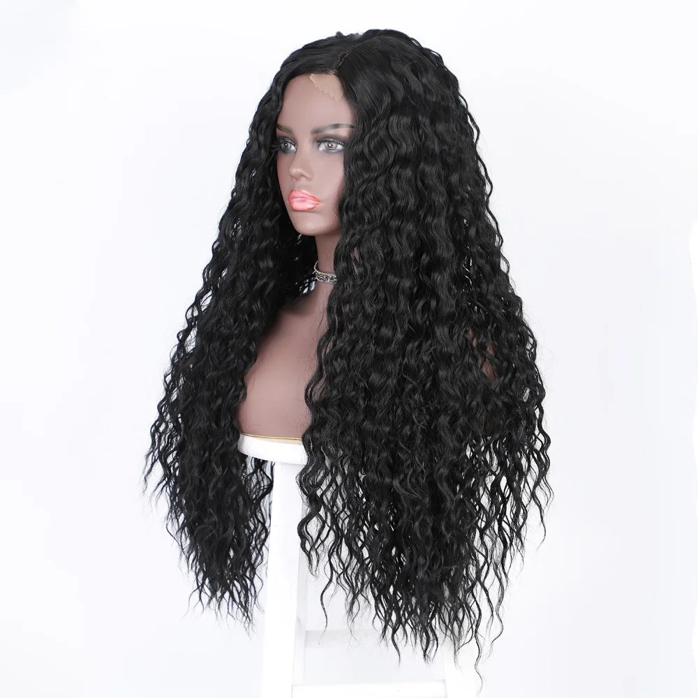 Small Area Lace front Wigs for Women Synthetic Long Wavy Wig with Baby Hair Part Division Heat Resistant Fiber Half HandTied Wig