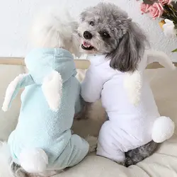 Милый хлопковый теплый костюм для собак на осень и зиму, одежда для щенков, цельная теплая одежда с кроликом, комбинезон с капюшоном для