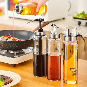 

Cooking Seasoning Bottle Glass Oil Bottle Leakproof Oil Pot Bottle With Scale For Oil Vinegar Soy Sauce Kitchen Tool Accessories