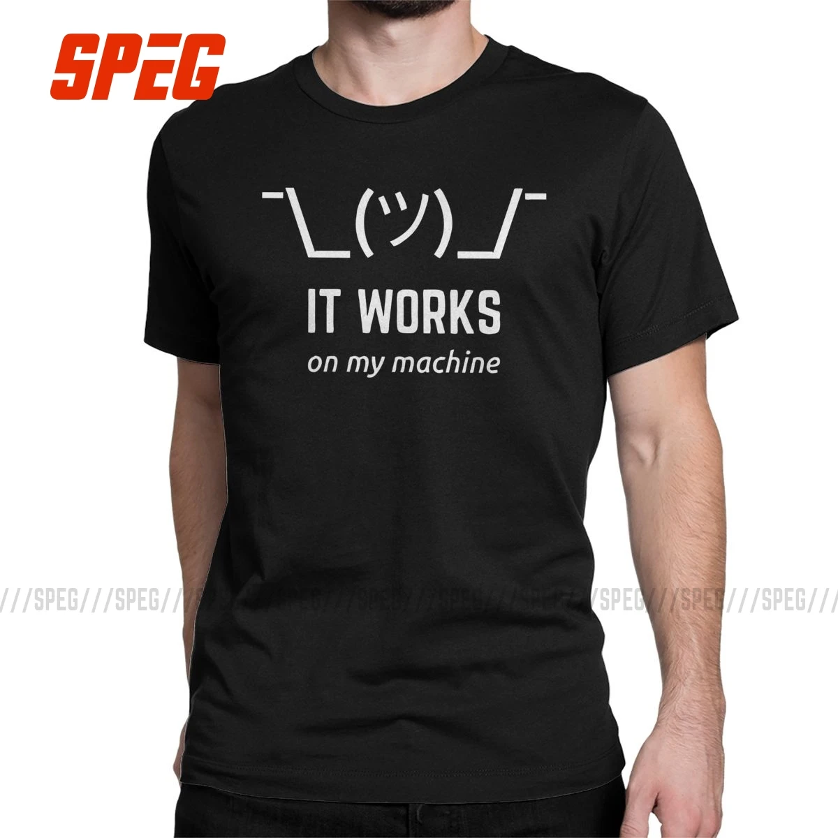 Мужская футболка с короткими рукавами It Works On My Machine из чистого хлопка круглым