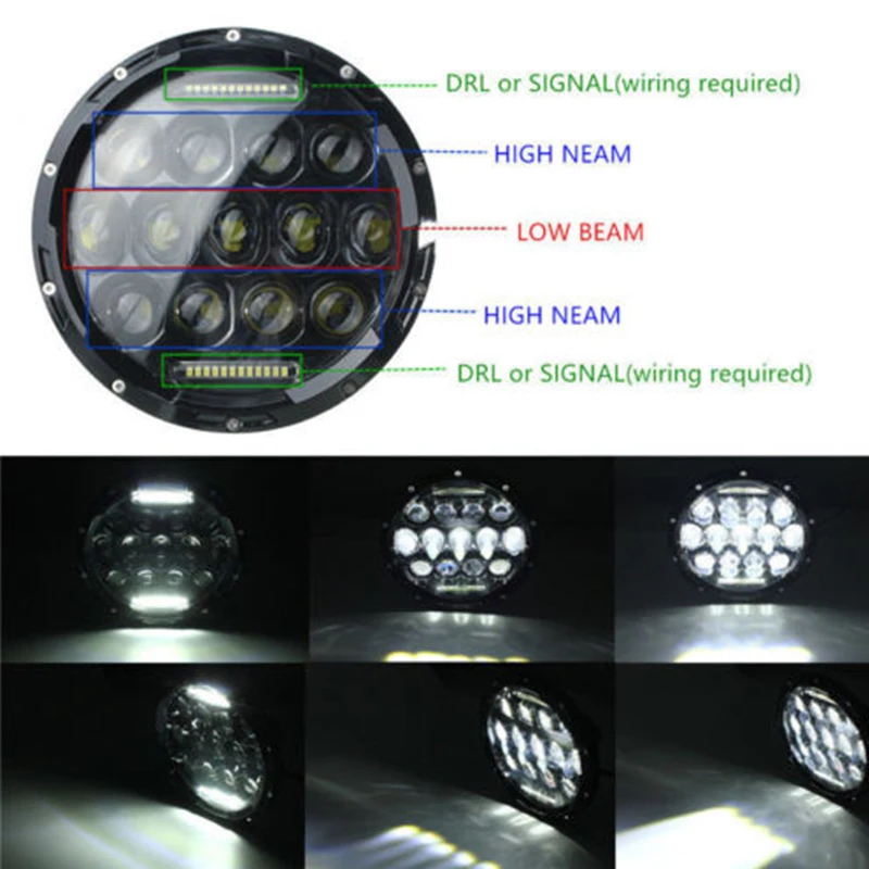 Для Jeep Wrangler светодиодные фары 7 дюймов Круглый Высокий Низкий Луч DC 12 В 24 в фары для Lada 4x4 urban Niva suzuki samurai