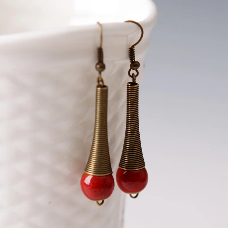 8SEASONS-Chinese-Style-Earrings-Antique-Bronze-Color-Ear-Hook-Spot-Ceramic-Beads-Water-Drop-5-5cm