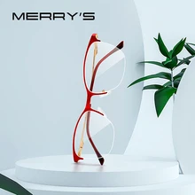 MERRYS, дизайнерские оптические очки по рецепту, полуоправа, модные трендовые очки из сплава, оправа, женские очки, очки "Кошка" S2006