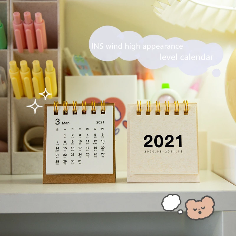 Calendario Vertical creativo de oficina, Mini Calendario de escritorio de Color sólido Simple, portátil, de escritorio, calendario mensual, 2021