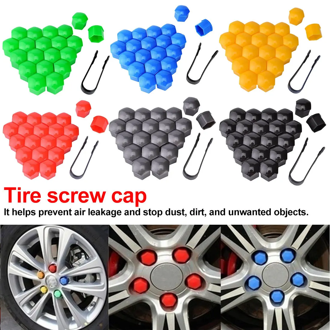 17mm 20 Pieces Car Wheel Nut Caps Protection Covers Caps Antirust Auto