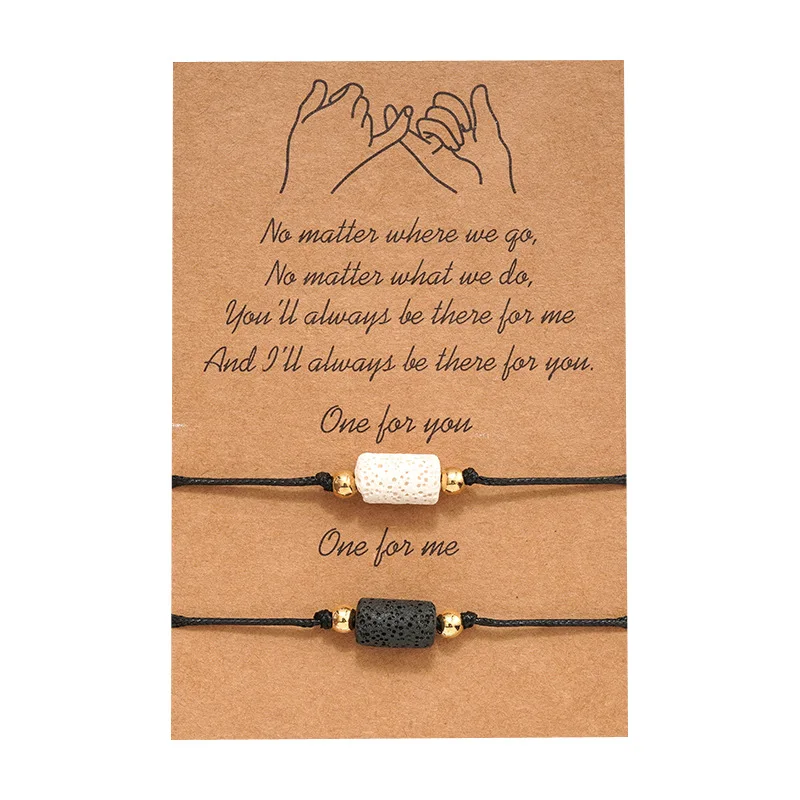 Bracelet Jewelry Boho DIY Charm 2pcs/set Volcanic Stone For Friendship Couples Women Man