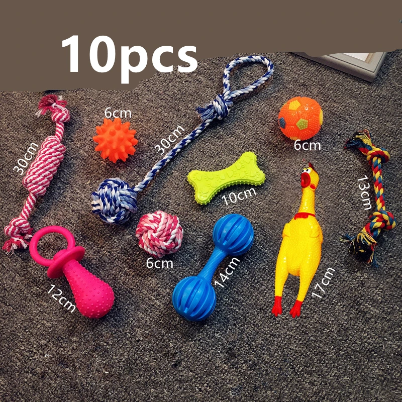 10PCS Щенок собака жевательные игрушки для питомцев подарочный набор для домашних животных Веревка игрушки прочный хлопок чистые зубы для маленьких и средних собак игрушки кошки товары для домашних животных - Цвет: 10PCS