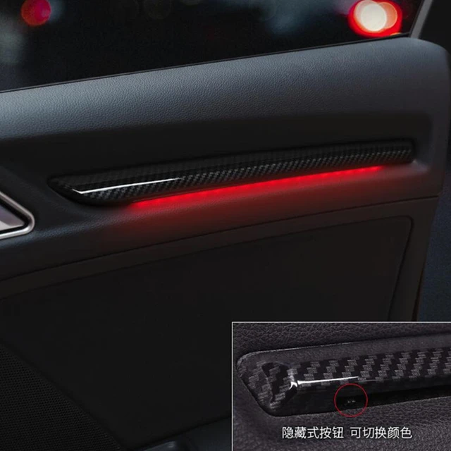 Auto Tür LED Lampe Abdeckung Trim Carbon Faser Farbe 4Pcs Für Audi A3 8V  2014-2019 S3 auto Innen Umgebungs Licht Dekoration ABS - AliExpress