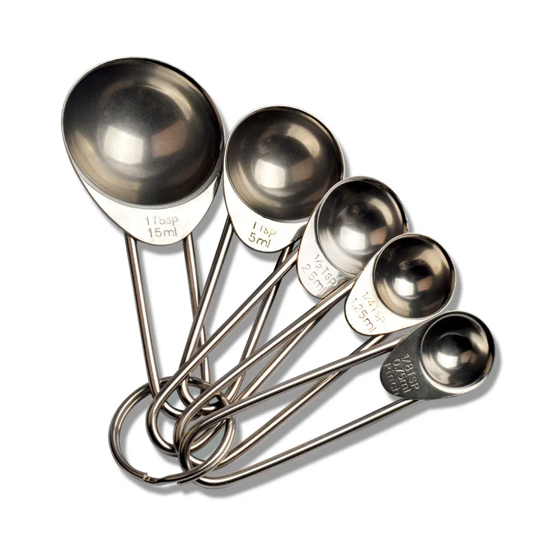 Baking Accessories Multi Purpose Measuring Tools Coffee Tea Silver With Scale Kitchen Gadgets 5Pcs/Set Measuring Spoon afbeelding