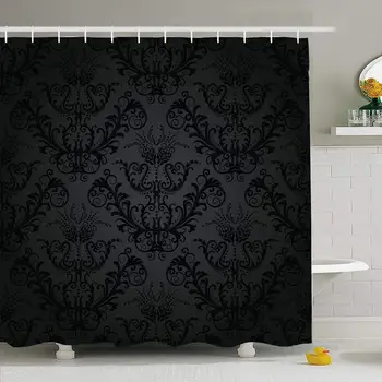 

Shower Curtain Set with Hooks 60x72 Old Rich Luxury Seamless Amazing Tapestry Charcoal Pattern Retro Swirls Textures Repetitive