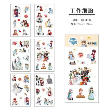 

6 Sheets/Set Hataraku Saibou Cells Decorative Sticker DIY Diary Scrapbooking Label Stickers Gift Stationery