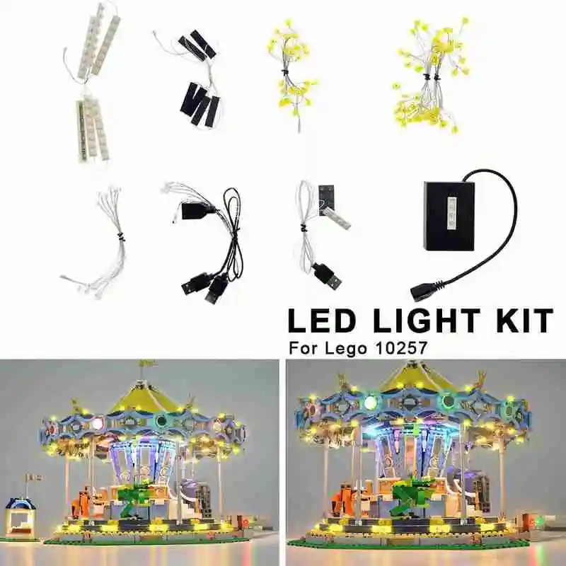 

Creative Carousel Building Blocks LED Lighting Toy For Lego 10257 Building Kits Children DIY Block Birthday Gift Toys