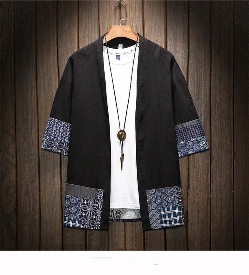 Традиционное японское кимоно мужская одежда японское кимоно мужская куртка мужское кимоно рубашка мужской костюм самурая AA001
