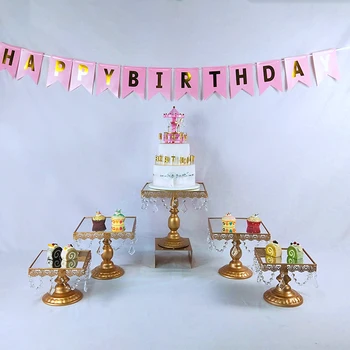 

square Display Pan 8/10/12 Inch Gold Mirror Surface Wedding Dessert Tray Cake Stand Party Decor