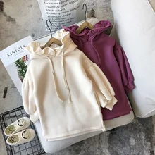 Платье для маленьких девочек осенне-весеннее Теплое повседневное платье-свитер с длинными рукавами детская одежда с капюшоном для девочек, LZ676