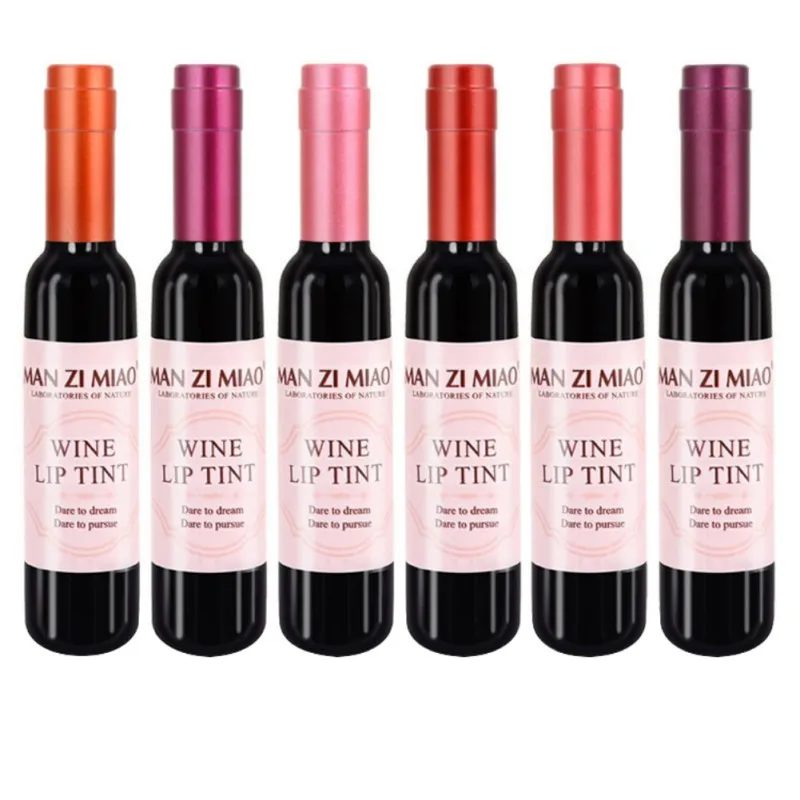 6 цветов красное вино бутылка блеск для губ водонепроницаемый антипригарный стаканчик долговечная жидкая помада Косметика Maquiagem Maquillaje тинт для губ