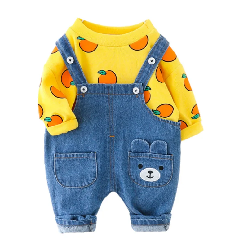 

Spring Autumn Baby Clothes Suit Children Boys Girls Printed T Shirt Overalls 2Pcs/sets Toddler Casual Clothing Kids Tracksuits