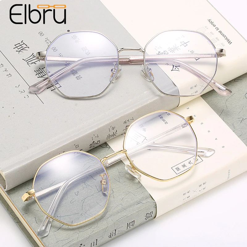 Полигональные очки Elbru для коррекции близорукости модные унисекс с защитой от