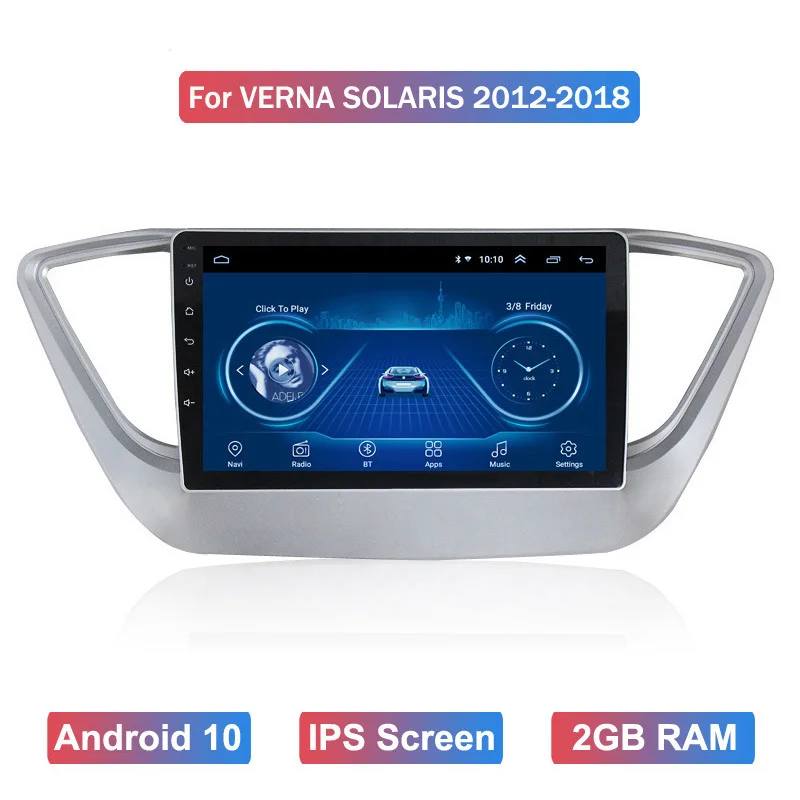 Мультимедийная магнитола на Android 10 для Hyundai Verna Solaris 2012 2013 2014 2015 2016 2017 2018 |