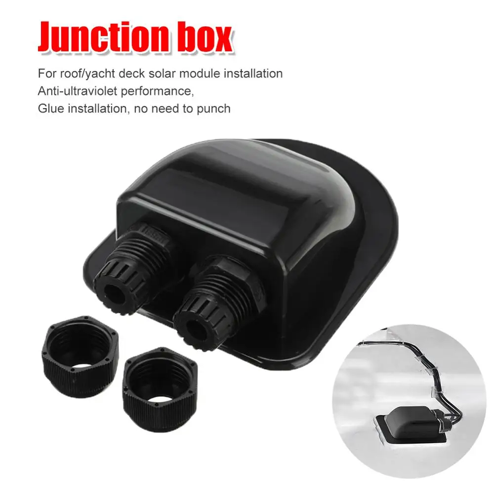 Roof Solar Panel double Cable Entry Hole Gland Junction Box Motorhome Camper 
