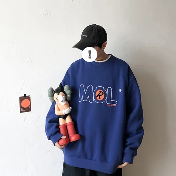 

hoodie 2020 spring new Japan style letter printing round neck men handsome loose tide brand streetwear Free shipping Best