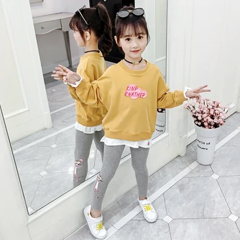 

Kids Clothing Set Girls Clothes Boutique Children Outfits Fall Autumn Sweatshirt + Leggings Korean Style 3 to 13 Years