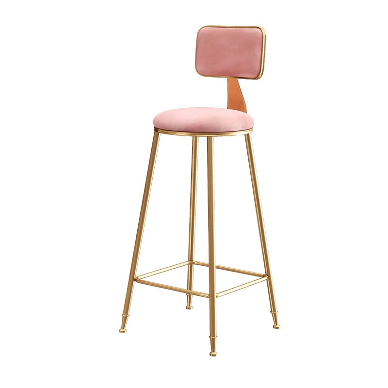 

Nordic Light Luxury Bar Chair Ins Simple Bar Stool Coffee Restaurant Leisure Backrest High Cheap Gold Metal Chair
