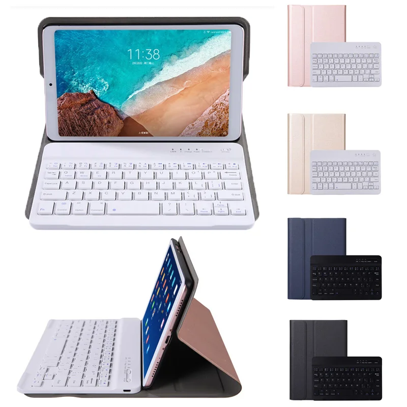  Wireless Bluetooth Keyboard Case For Xiaomi Mi Pad 4 Cover Removable Smart PU Leather Stand Protect