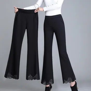

Women Bells Bottom Pants Winter Trouser Stretch High Waist Velvet Flared Pants H9