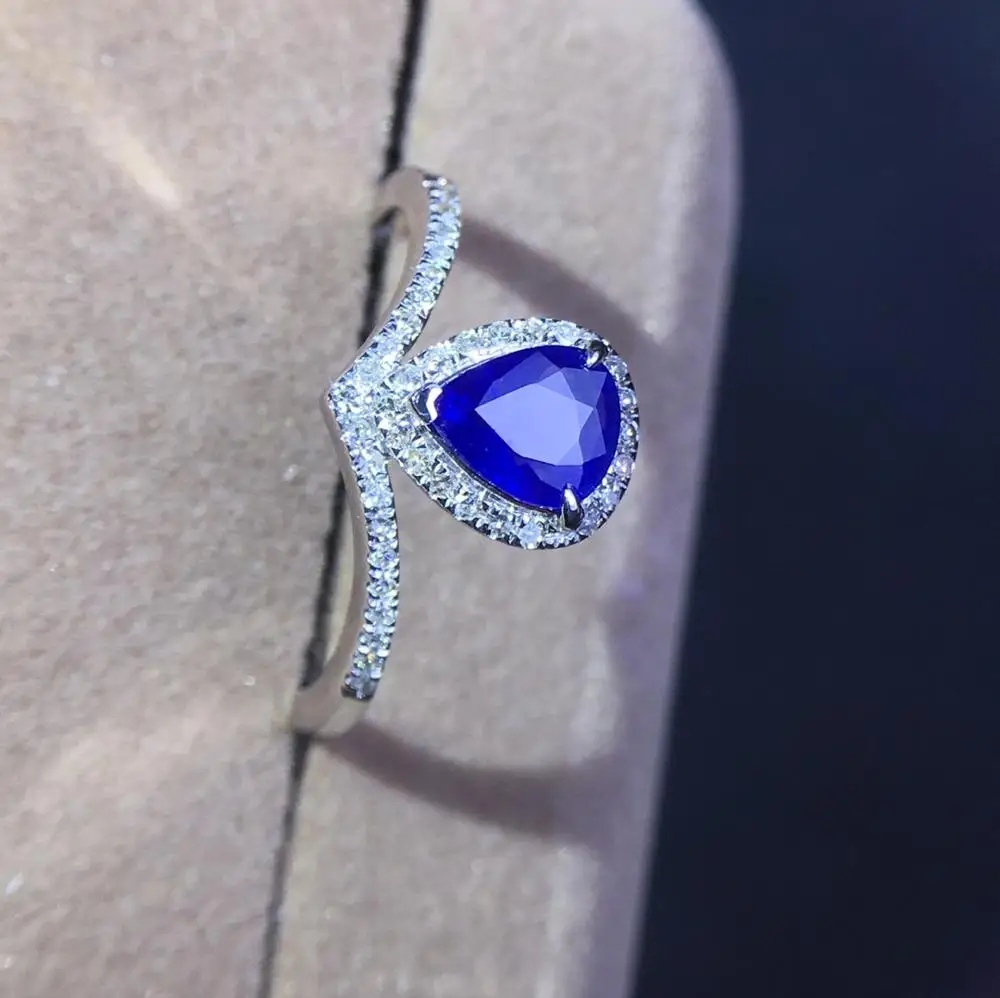 Хорошее ювелирное изделие, сапфировое кольцо, натуральный 0.68ct, не нагревается, королевский синий сапфир, драгоценный камень, чистое золото 18 K, ювелирные изделия для женщин, кольца с бриллиантами
