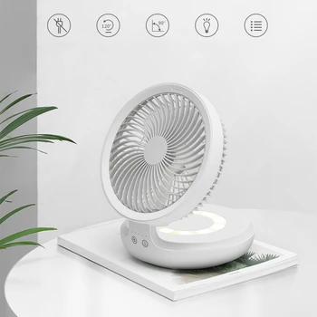 

ABVP Desk Fan with Night Breathing Light, Air Circulator Desk Fan 90 Degree Rotation Portable Foldable Fan for Home, Office, Tra