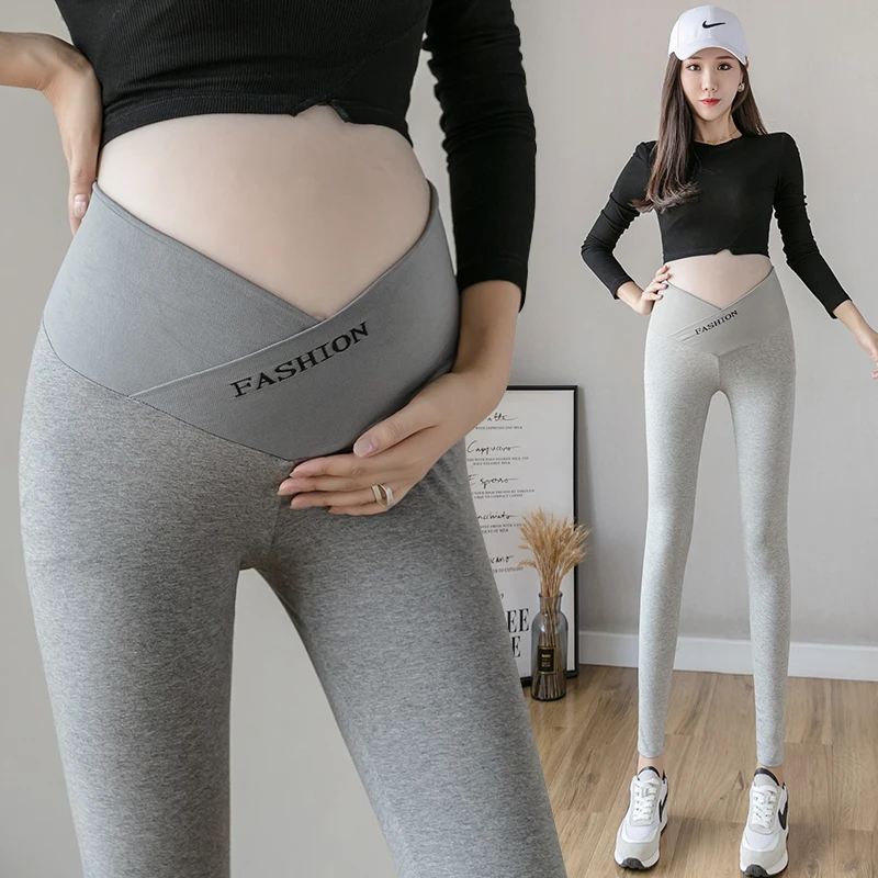 2020 Pregnant Women Pants Spring and Autumn Thin Outer Wear Leggings Low  Waist Cross Belly Lift Yoga Exercise Nine-point Pants