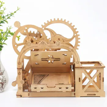 

Wooden DIY Tooth Assembled Building Block Mechanical Model Business Card Box Ornaments Multi-function Storage Box Gift Toy