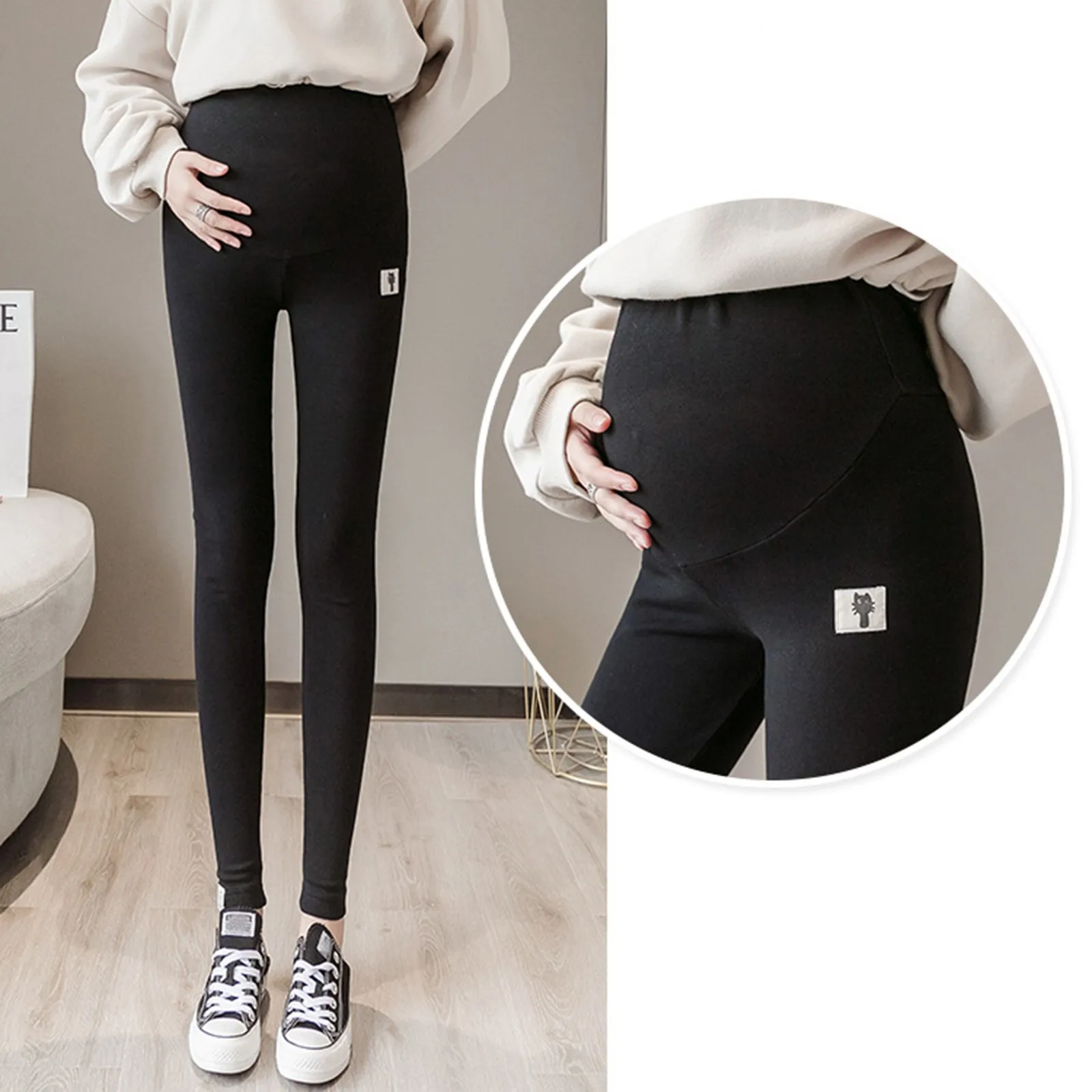 Maternity Pants Soft Slim Adjustable Waist Pregnant Women Leggings
