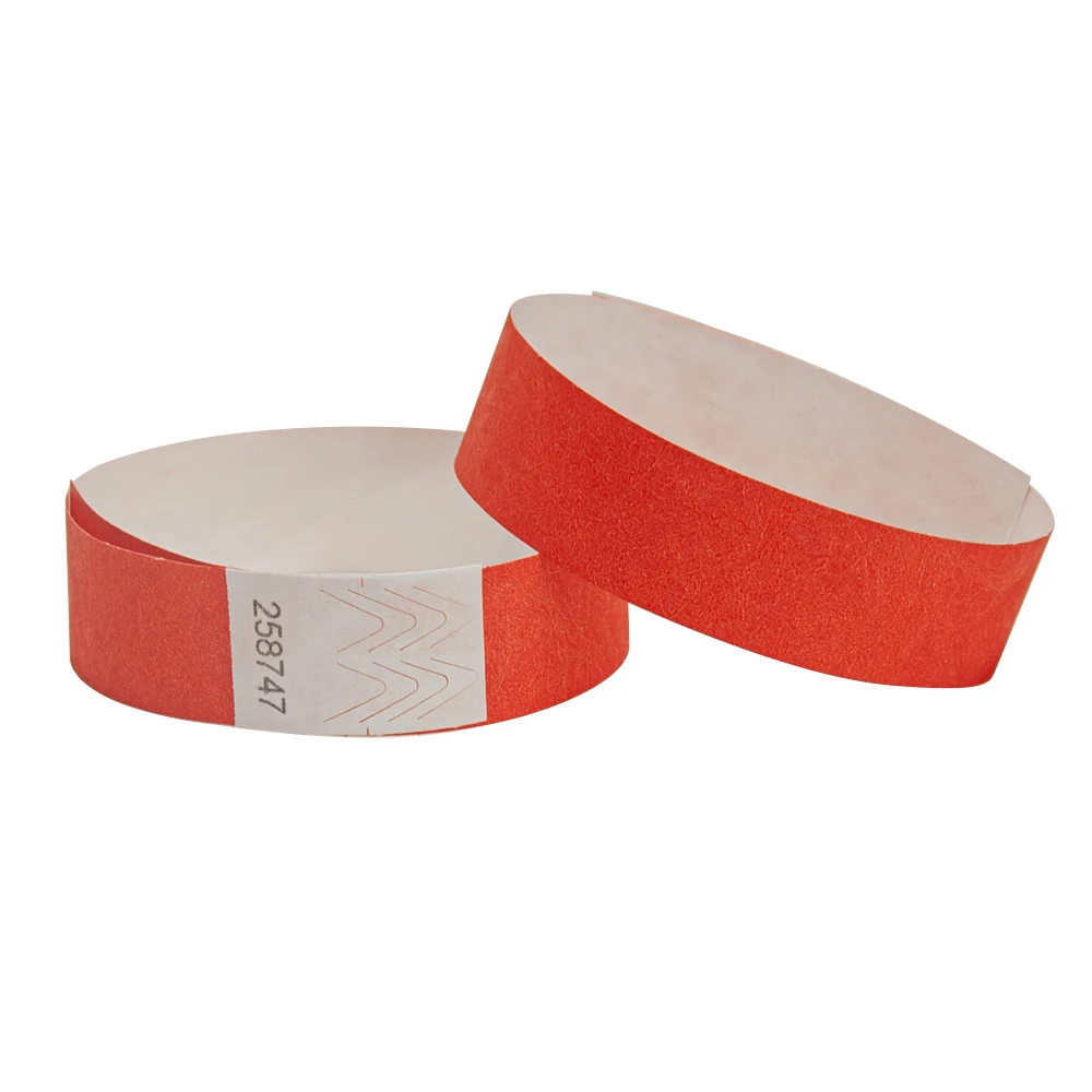 Solid NEW Red Color 3/4 inch Tyvek Wristbands with Series Numbers, ID Wristbands for Party Events, 500 Pieces