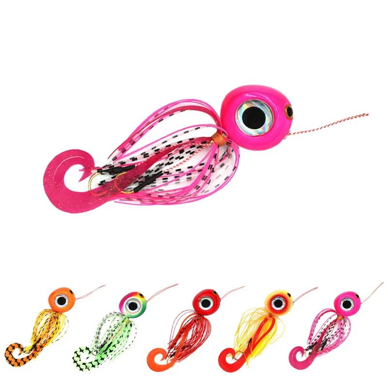 

Fishing Lure 40g Deep Sea Jigging Metal Slow Jig Head With Rubber Skirts Glow Salt Water Fishing Bait Outdoor Fishing Pesca